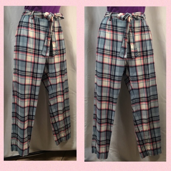 *Princess Highway*cotton plaid trousers in soft blue tones & a light pink stripe - Picture 9 of 9